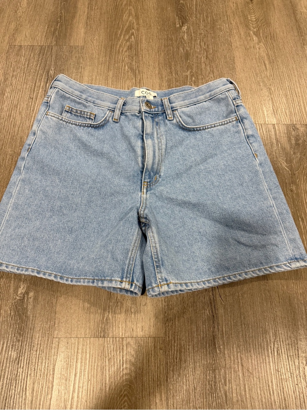 COS Light Wash High-Rise Denim Shorts